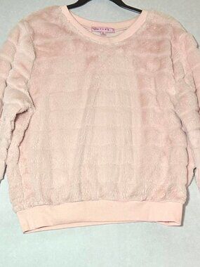 Crave Fame pink fuzzy sweatshirt by Almost Famous textured grid pattern, size XL